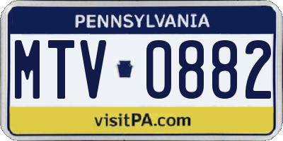 PA license plate MTV0882