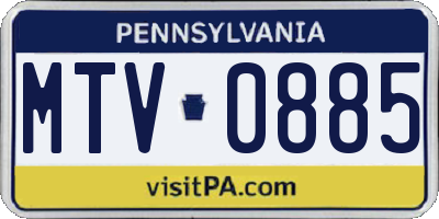 PA license plate MTV0885