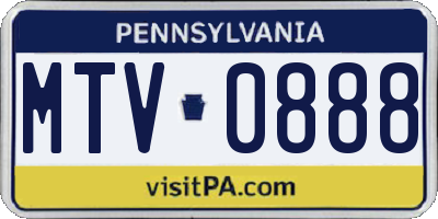 PA license plate MTV0888