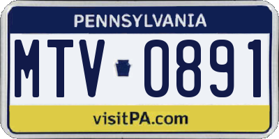 PA license plate MTV0891