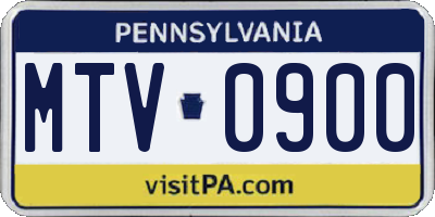 PA license plate MTV0900
