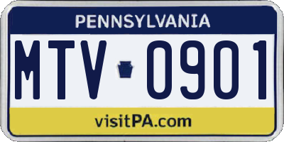 PA license plate MTV0901