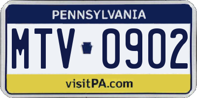 PA license plate MTV0902