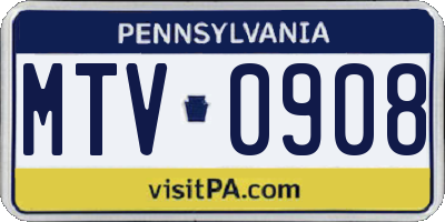 PA license plate MTV0908