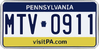 PA license plate MTV0911