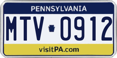 PA license plate MTV0912