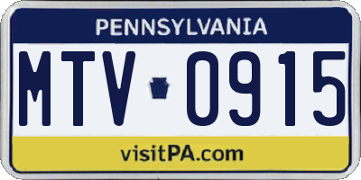 PA license plate MTV0915