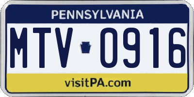 PA license plate MTV0916