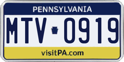 PA license plate MTV0919