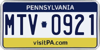 PA license plate MTV0921