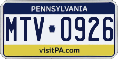 PA license plate MTV0926
