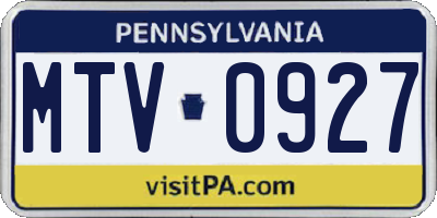 PA license plate MTV0927