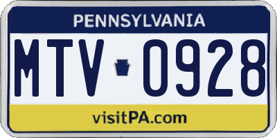 PA license plate MTV0928
