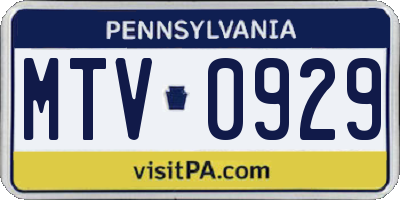 PA license plate MTV0929