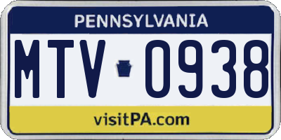 PA license plate MTV0938