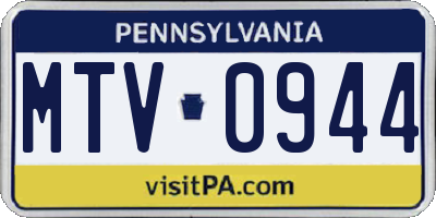 PA license plate MTV0944