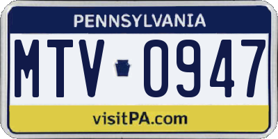 PA license plate MTV0947