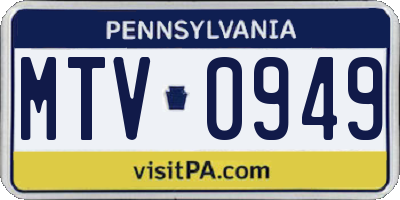 PA license plate MTV0949