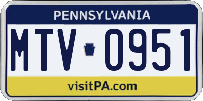 PA license plate MTV0951