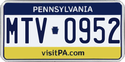 PA license plate MTV0952