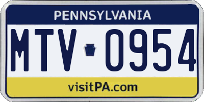PA license plate MTV0954