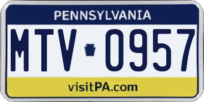 PA license plate MTV0957
