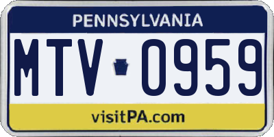 PA license plate MTV0959