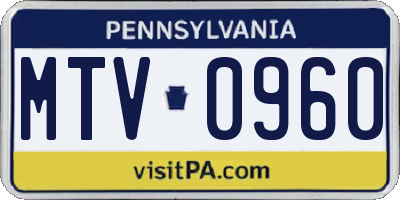 PA license plate MTV0960