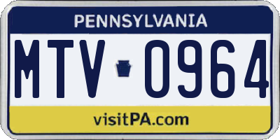 PA license plate MTV0964
