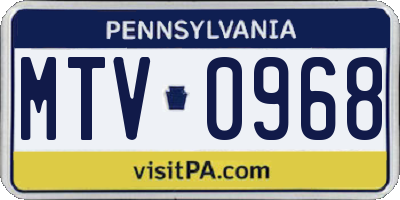 PA license plate MTV0968
