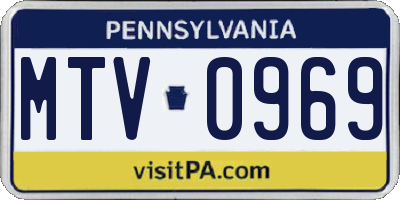 PA license plate MTV0969