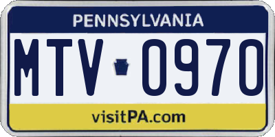 PA license plate MTV0970