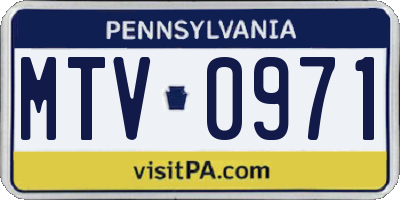 PA license plate MTV0971