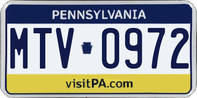 PA license plate MTV0972