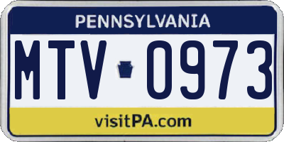 PA license plate MTV0973