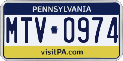 PA license plate MTV0974