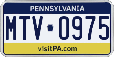 PA license plate MTV0975