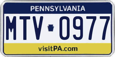 PA license plate MTV0977
