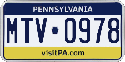 PA license plate MTV0978