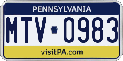 PA license plate MTV0983