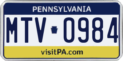 PA license plate MTV0984