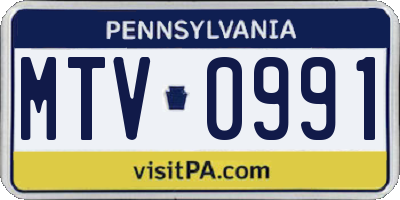 PA license plate MTV0991