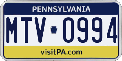 PA license plate MTV0994