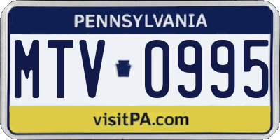 PA license plate MTV0995