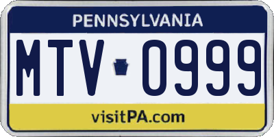 PA license plate MTV0999
