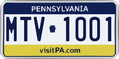 PA license plate MTV1001