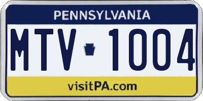 PA license plate MTV1004