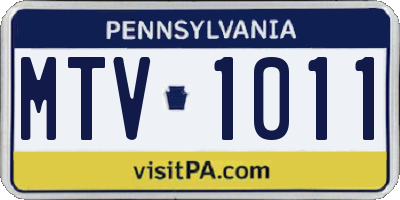 PA license plate MTV1011