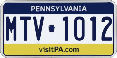 PA license plate MTV1012
