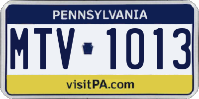 PA license plate MTV1013